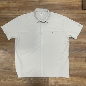 Kuhl Mens Performance Button Down Shirt Short Sleeve Gray 2XL Vail Logo‎